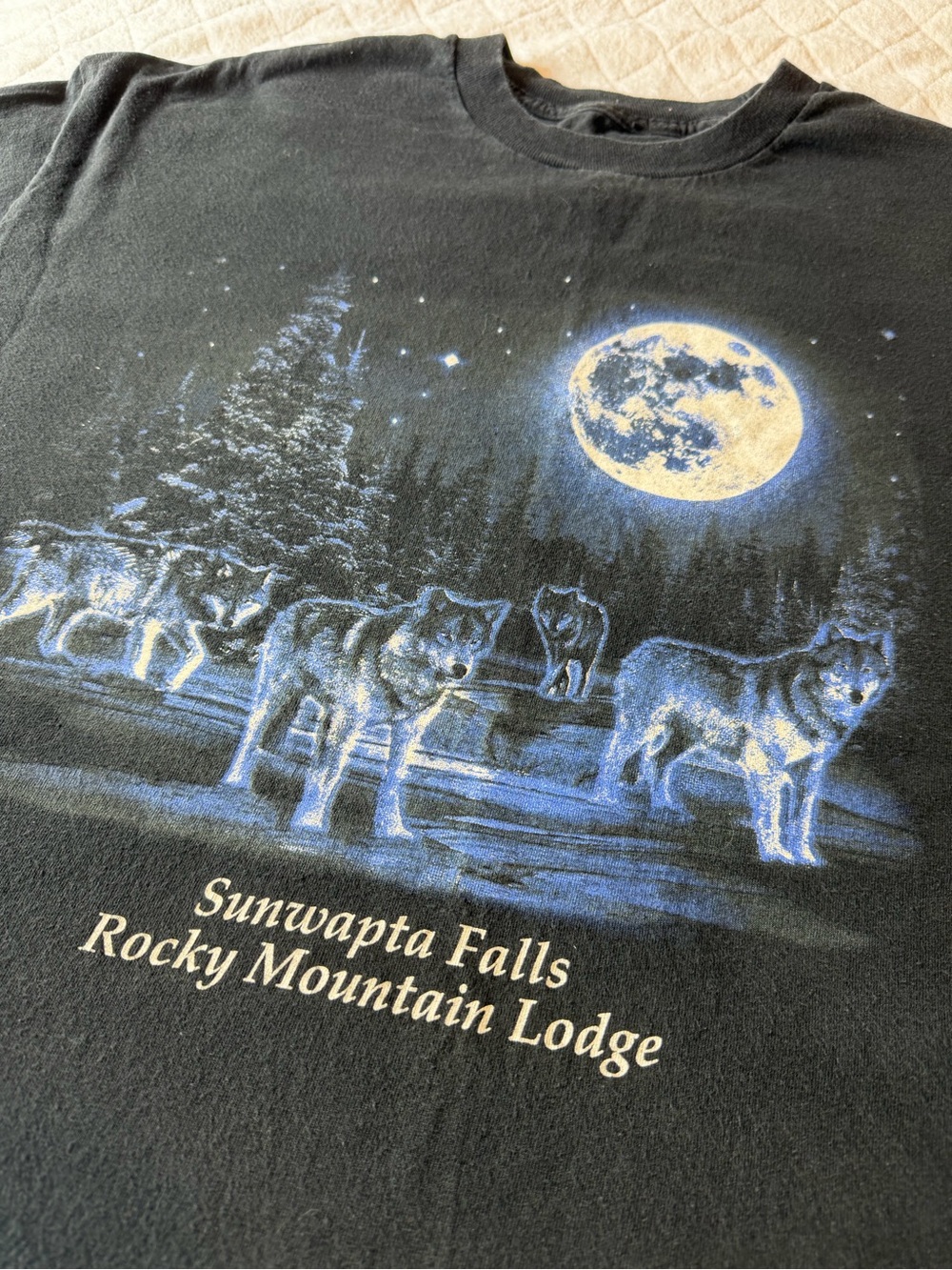 Vintage Sunwapta Falls Wolf Moon Graphic T-Shirt - Picture 2 of 4